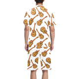 Paint Guitar Pattern Men's V-Neck Short Pajama Set