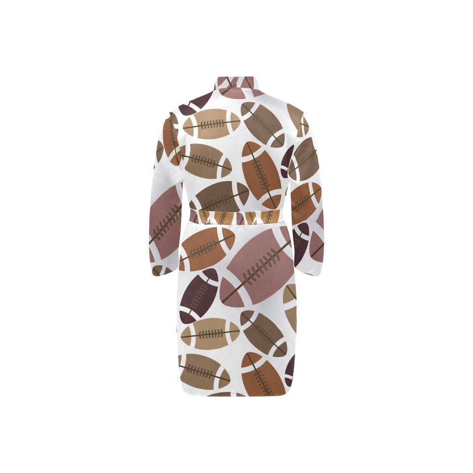 American football ball pattern Men's Long Sleeve Belted Night Robe