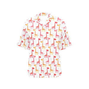 Giraffe Pattern Print Design 03 Women's All Over Print Hawaiian Shirt