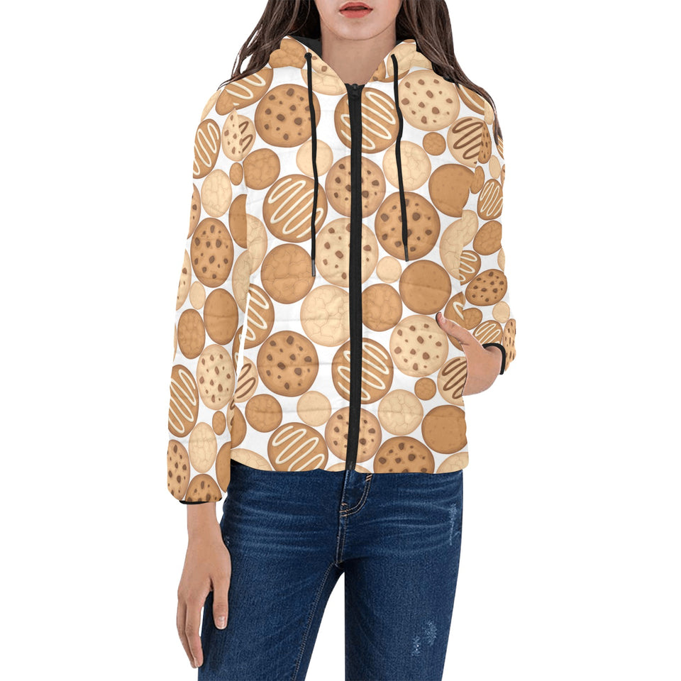 Various cookie pattern Women's Padded Hooded Jacket
