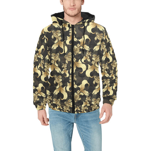 Goldfish Pattern Print Design 01 Men's Padded Hooded Jacket