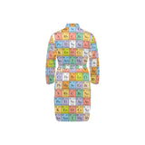 Chemistry Periodic Table Pattern Print Design 01 Men's Long Sleeve Belted Night Robe