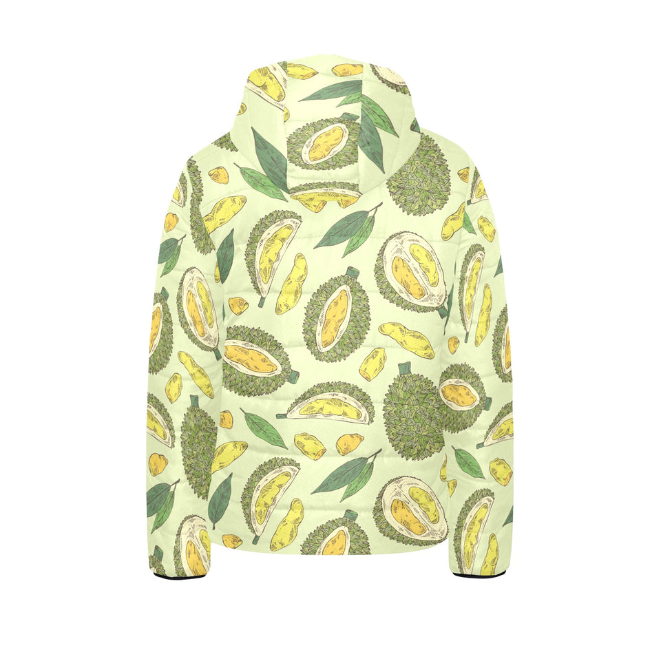 Durian leaves pattern background Kids' Boys' Girls' Padded Hooded Jacket