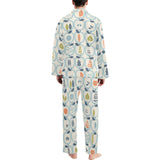apples leaves pattern Men's Long Pajama Set