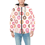 Colorful donut pattern Men's Padded Hooded Jacket