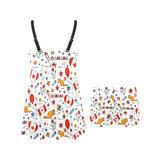 Canada Pattern Print Design 03 Chest Sexy Pleated Two Piece Swim Dress