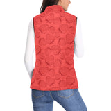 strawberry pattern red background Women's Padded Vest