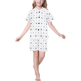 Anchor rudder nautical design pattern Kids' Boys' Girls' V-Neck Short Pajama Set