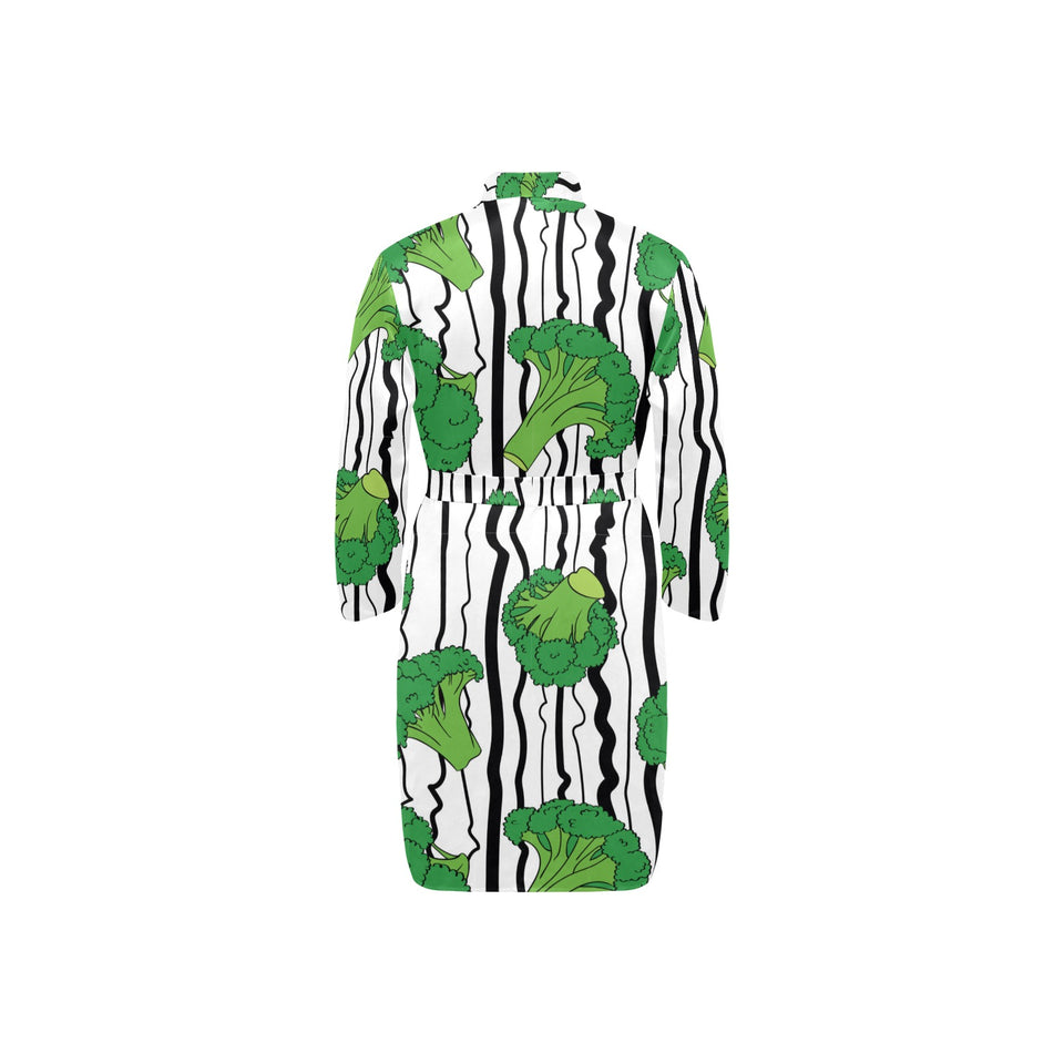 Cool Broccoli pattern Men's Long Sleeve Belted Night Robe