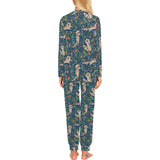 Raccoon tropical leaves pattern Women's All Over Print Pajama Set