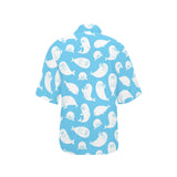 Cute white sea lion seals pattern Women's All Over Print Hawaiian Shirt