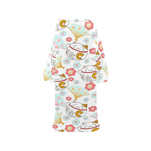 Maneki neko cat fan sakura Blanket Robe with Sleeves