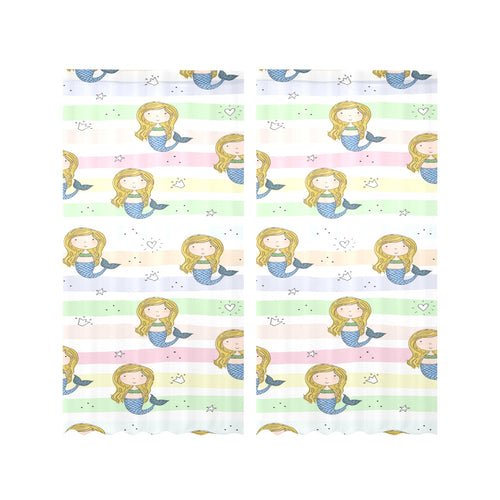 Cute hand drawn mermaid Gauze Curtain