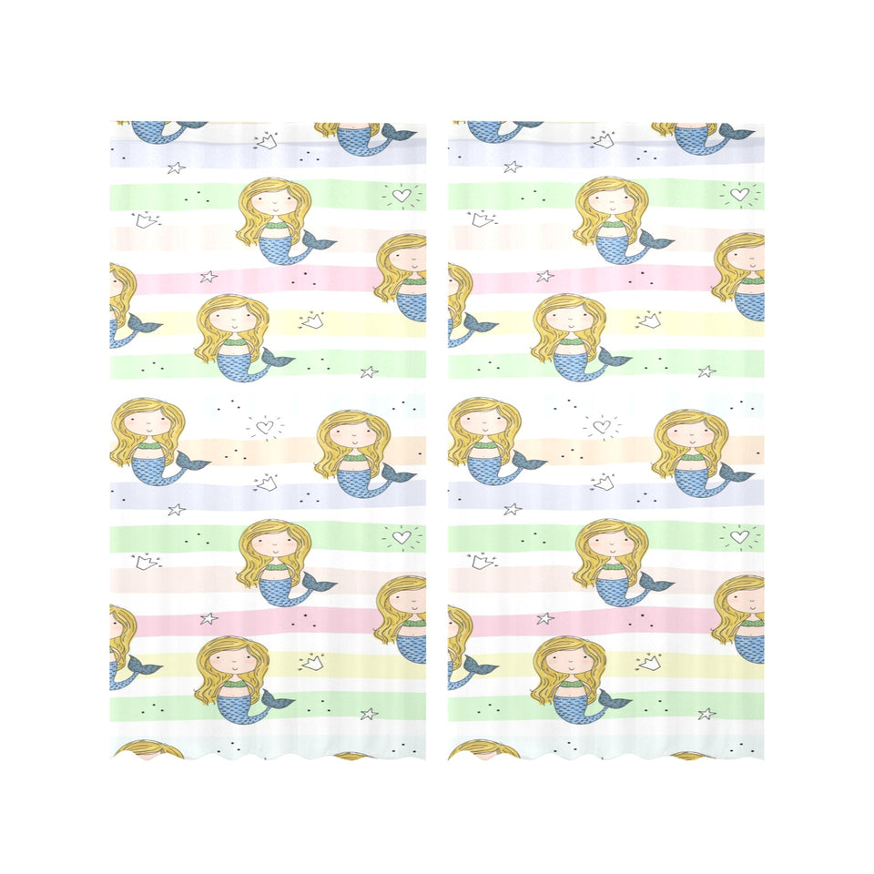Cute hand drawn mermaid Gauze Curtain