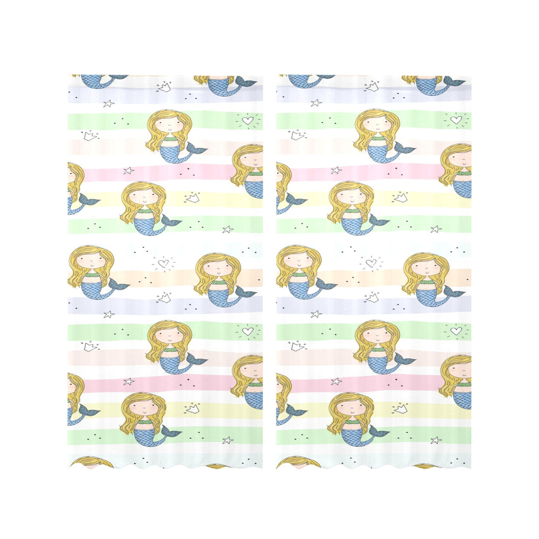 Cute hand drawn mermaid Gauze Curtain