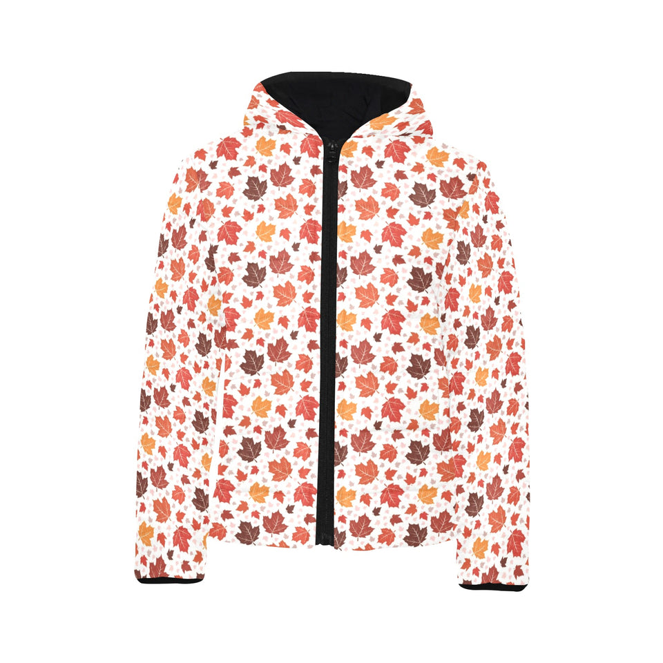 Colorful Maple Leaf pattern Kids' Boys' Girls' Padded Hooded Jacket