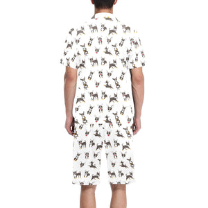 Chihuahua dog pattern Men's V-Neck Short Pajama Set