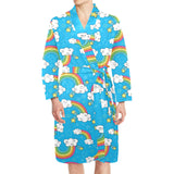 Rainbows Sky Clouds Pattern Men's Long Sleeve Belted Night Robe