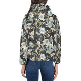 Japanese crane ornament elements Women's Padded Hooded Jacket