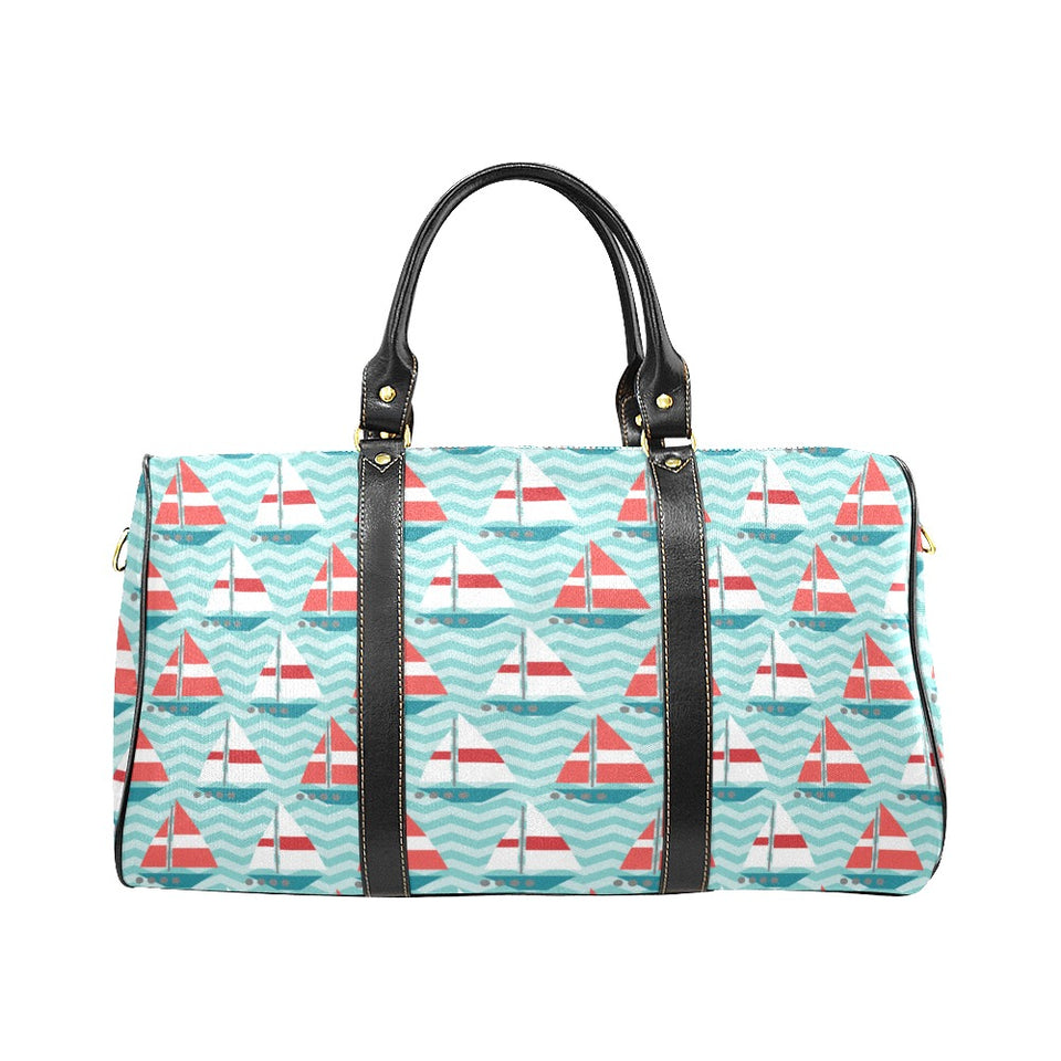 Red White sailboat wave background Travel Bag