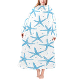 Watercolor starfish pattern Blanket Robe with Sleeves