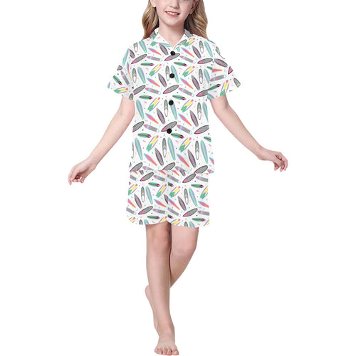 Surfboard Pattern Print Design 04 Kids' Boys' Girls' V-Neck Short Pajama Set