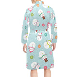 Cute snowman snowflake pattern Men's Long Sleeve Belted Night Robe