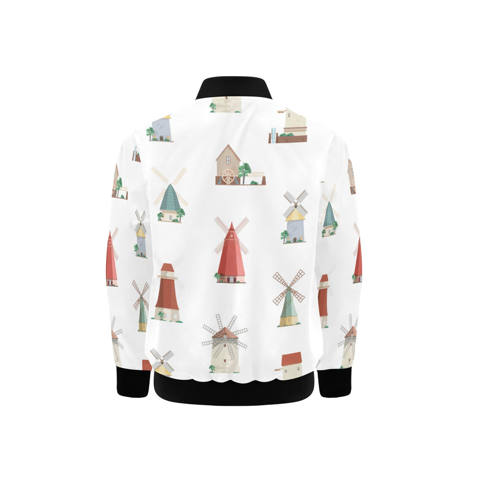 windmill design pattern Kids' Boys' Girls' Bomber Jacket