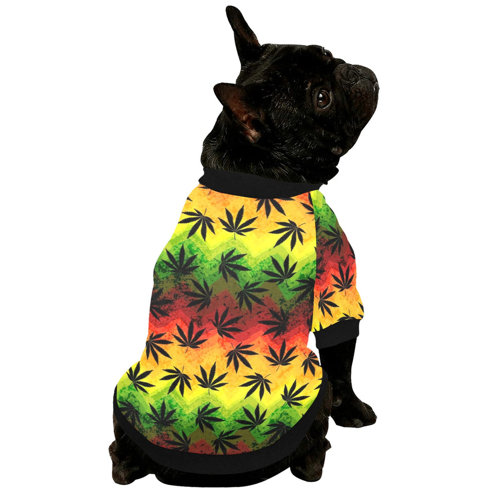 Canabis Marijuana Weed Pattern Print Design 03 All Over Print Pet Dog Round Neck Fuzzy Shirt