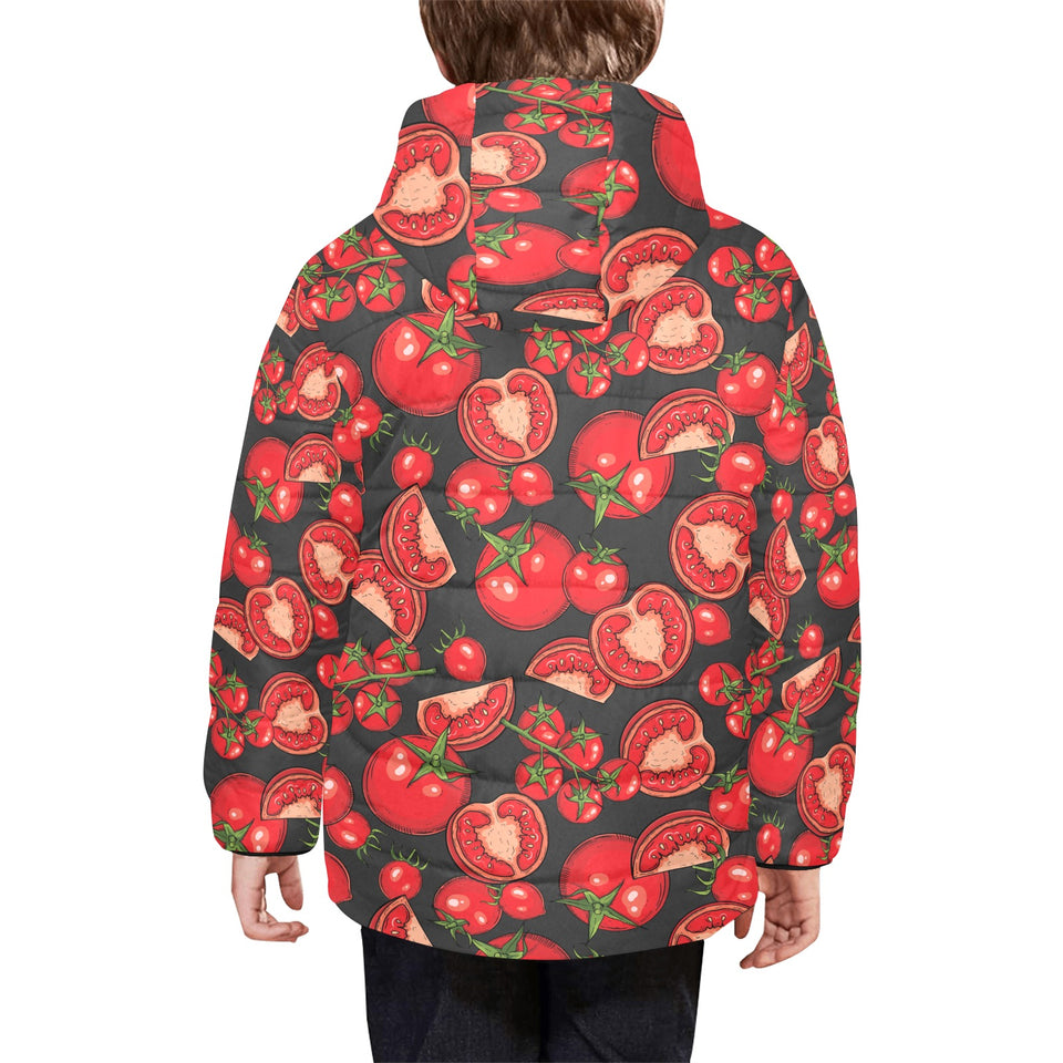 Tomato black background Kids' Boys' Girls' Padded Hooded Jacket