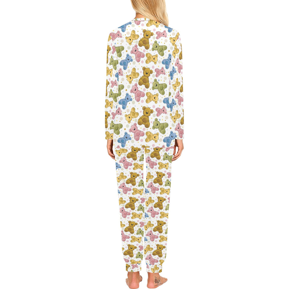 Teddy Bear Pattern Print Design 01 Women's All Over Print Pajama Set