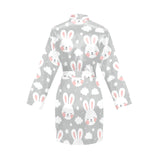 Rabbit cloud Pattern Women's Long Sleeve Belted Night Robe