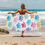 Dog Paws Pattern Print Design 01 Beach Towel