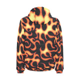 Fire flame dark pattern Men's Padded Hooded Jacket