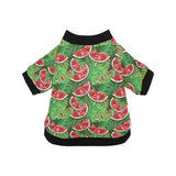 Watermelons tropical palm leaves pattern backgroun All Over Print Pet Dog Round Neck Fuzzy Shirt