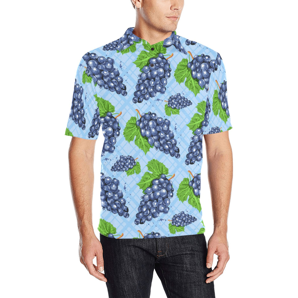 Watercolor grape pattern Men's All Over Print Polo Shirt