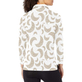 Cool gold moon abstract pattern Women's Long Sleeve Polo Shirt