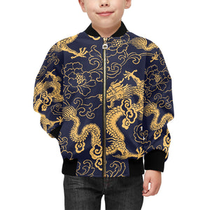 Gold dragon pattern Kids' Boys' Girls' Bomber Jacket