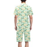 Hummingbird Pattern Print Design 01 Men's V-Neck Short Pajama Set