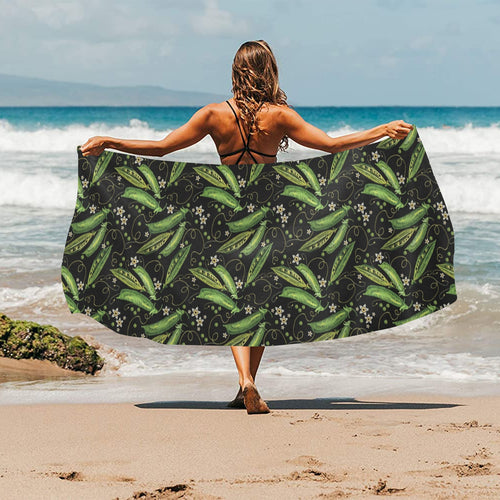 Green Peas Pattern Print Design 02 Beach Towel