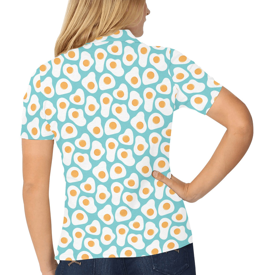 Fried Eggs Pattern Print Design 04 Women's All Over Print Polo Shirt