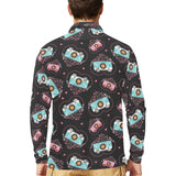 Camera Pattern Print Design 04 Men's Long Sleeve Polo Shirt