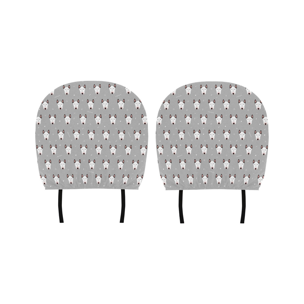 Bull Terrier Pattern Print Design 05 Car Headrest Cover