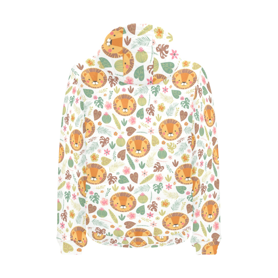 Lion Pattern Print Design 04 Men's Padded Hooded Jacket