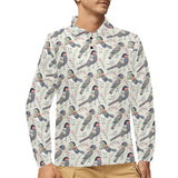 Pigeon Pattern Print Design 04 Men's Long Sleeve Polo Shirt