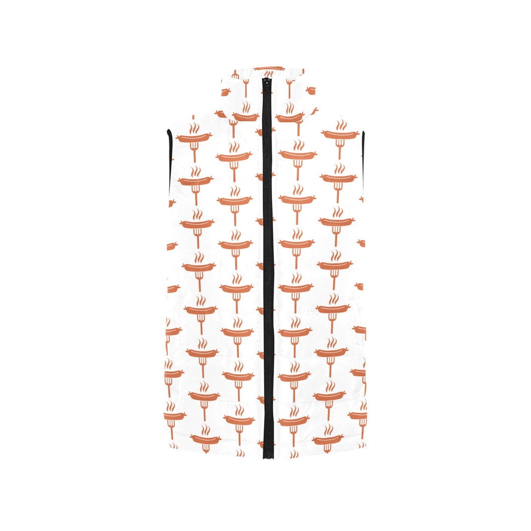 Sausage Pattern Print Design 05 Women's Padded Vest