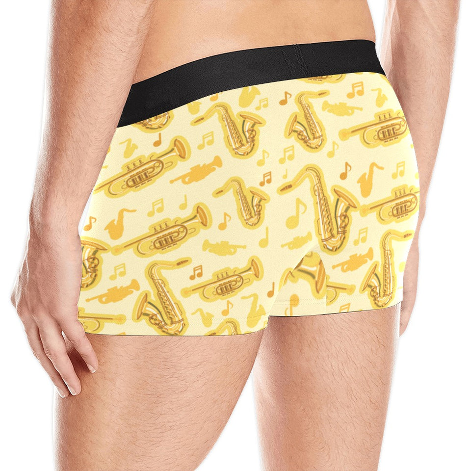 Saxophone cornet pattern yellow background Men's All Over Print Boxer Briefs Men's Underwear