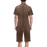coffee bean pattern Men's V-Neck Short Pajama Set
