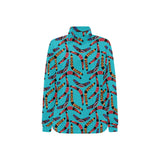 Boomerang Australian aboriginal ornament blue back Women's Long Sleeve Polo Shirt