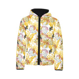 Cool Bee honeycomb leaves pattern Kids' Boys' Girls' Padded Hooded Jacket